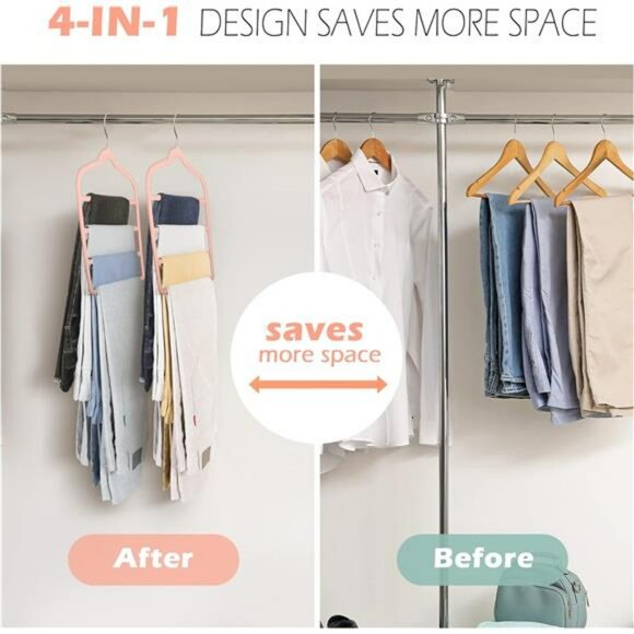Velvet pants hanger non slip space saving closet organizer for jeans slacks shor - Picture 4 of 7